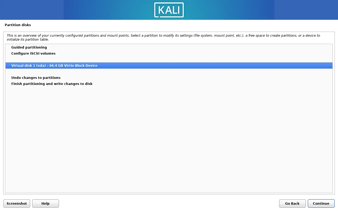 Initial partition choice 1